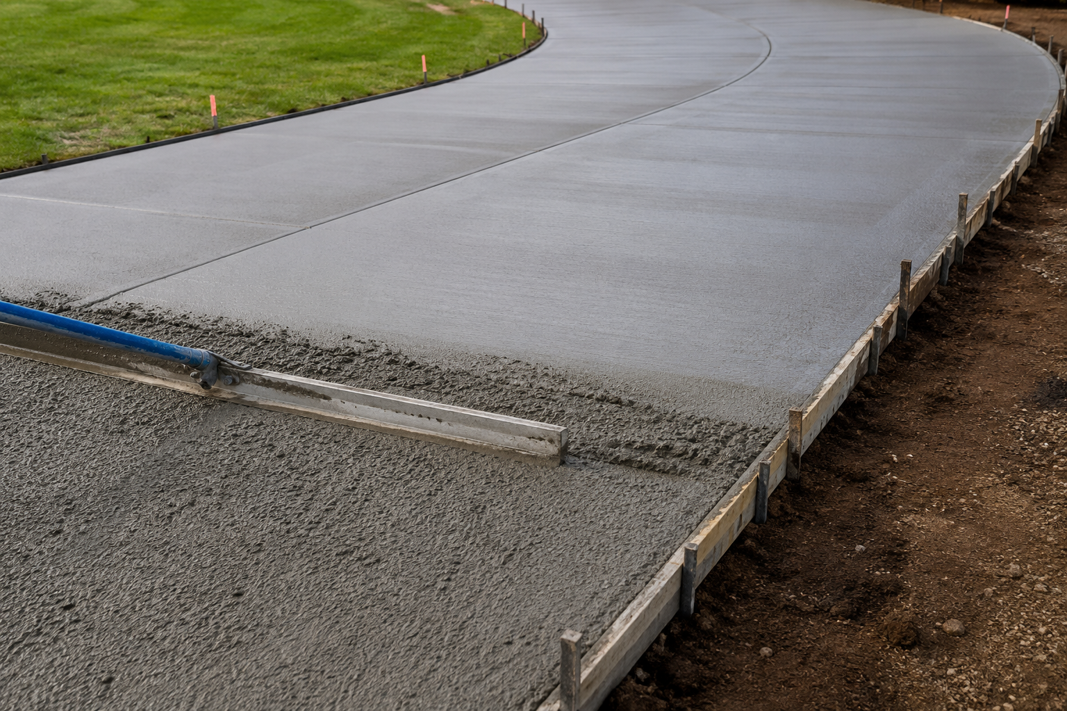 Long driveway pour